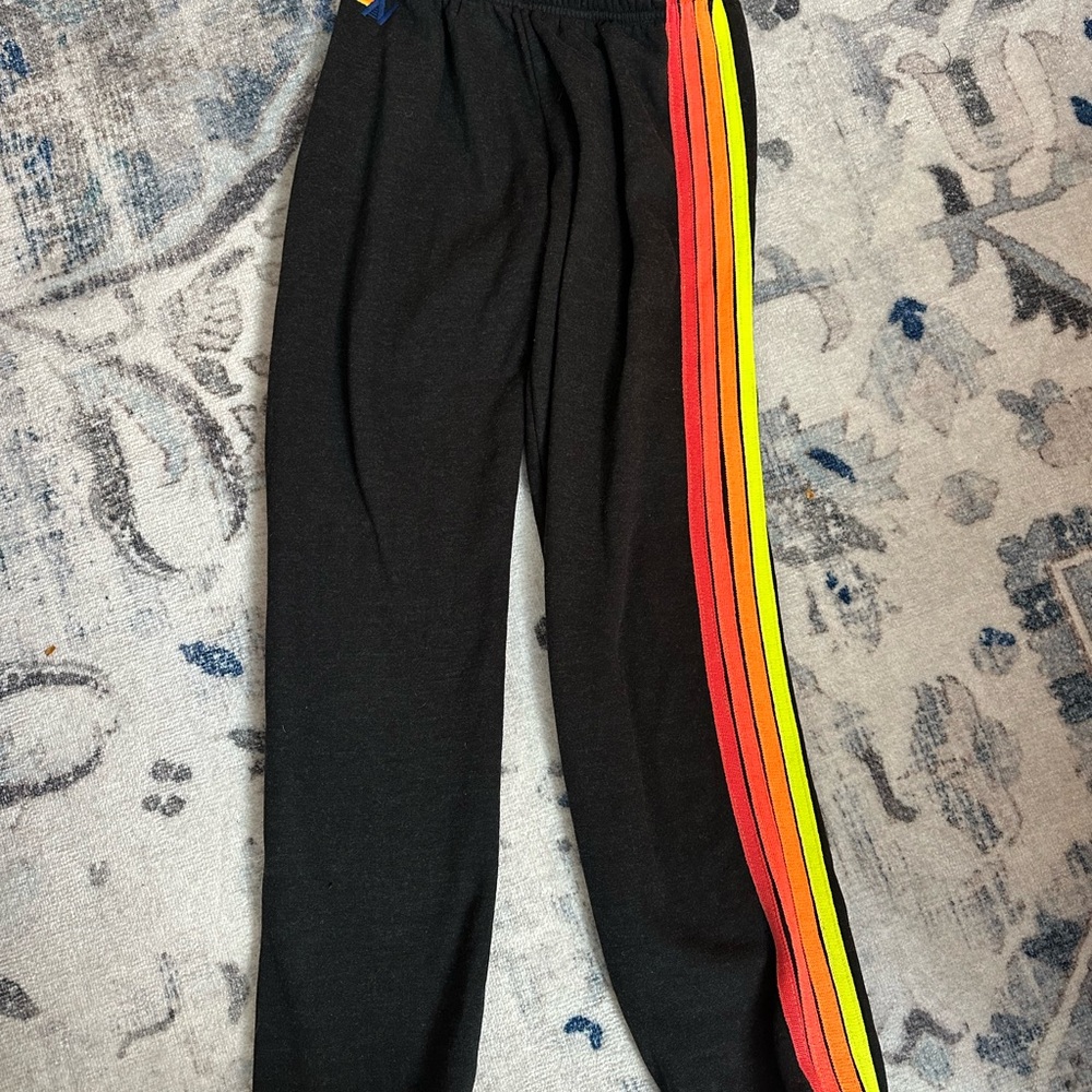 Aviator Nation Black Joggers with Bold Stripes